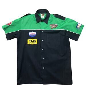 Vintage 90s Speed Zone Race Gear Shirt Mens Medium WW2 Racing Pit Crew Button